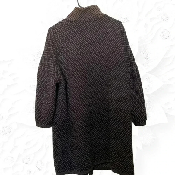 Chiaramente Sweater Heavy Thick Brown Black 70% Wool High Collar 3/4 Sleeves - Picture 3 of 9